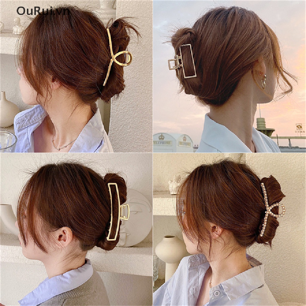 Kẹp Tóc Giả Dài Bằng Kim Loại Đính Ngọc Trai Giả