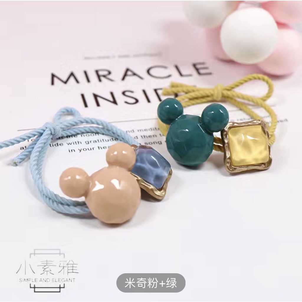 [Hàng mới về] Dây buộc tóc đính đá Hoạt hình chuột Mickey nhiều màu sắc