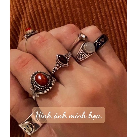 N44. Nhẫn Resin Vintage thủy tinh ép hoa | Độc lạ | Vintage Necklace|| Si Nhật | Japan | 2HAND | trang sức nhật bản