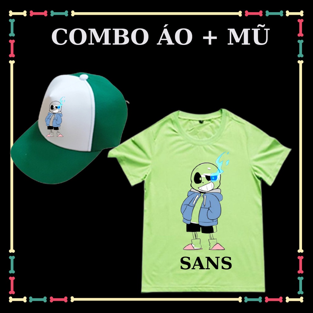 COMBO ÁO + MŨ/NÓN IN HÌNH SANS UNDERTABLE CHO BÉ TRAI