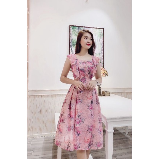 Váy Xòe Hoa Tơ Cánh Tiên