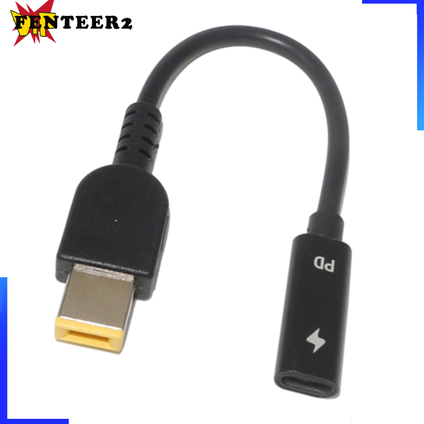[Fenteer2  3c ]2 Pieces Power Adapter Cable USB Type-C Female To Square Plug Charger For Lenovo