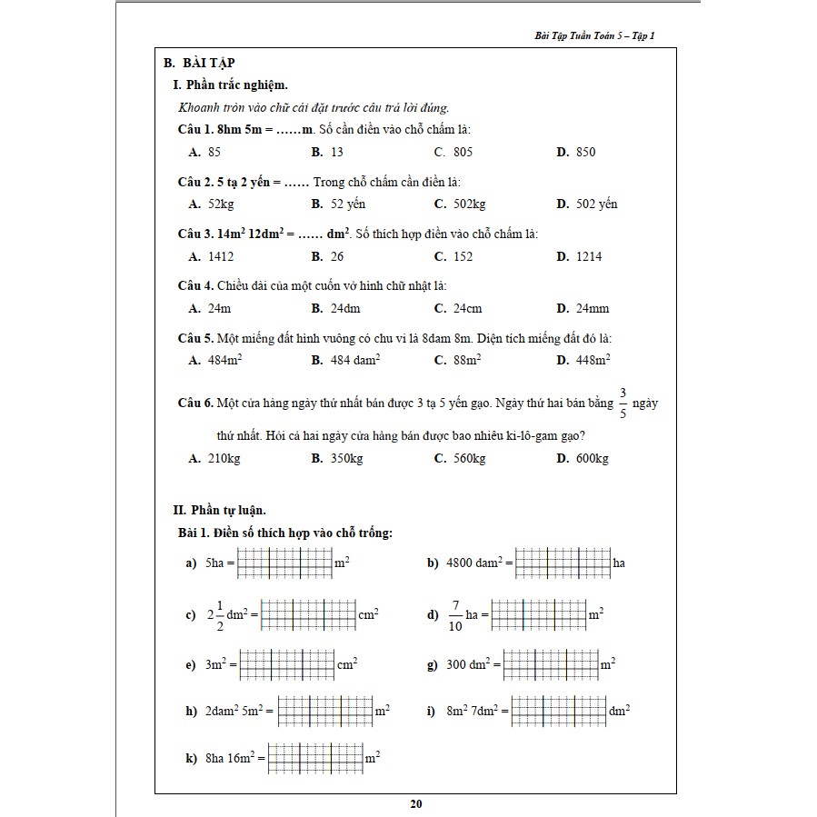 Sách - Combo Bài Tập Tuần Toán và Tiếng Việt 5 - Tập 1 (2 cuốn)