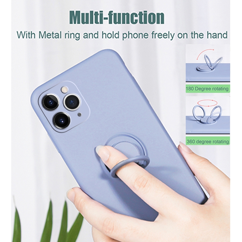 Ốp Điện Thoại Silicone Mềm Mỏng Chống Sốc Có Vòng Nhẫn Cho iPhone 14 13 12 11 Pro MAX X XR XS MAX 8 7 Plus + SE 2020