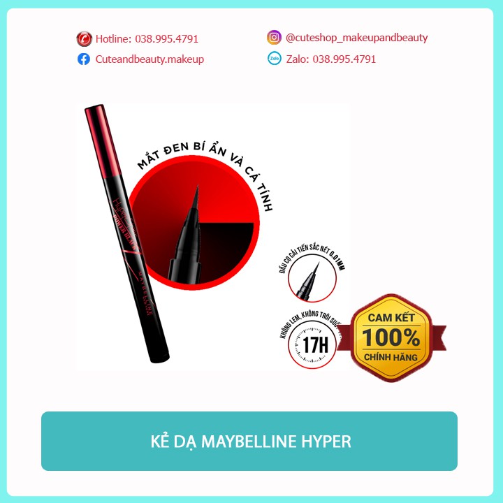 Kẻ Dạ - Kẻ Mắt Nước Maybelline Sắc Nét Không Trôi Màu Đen 0.5g Hyper Sharp Power Black Liquid Liner