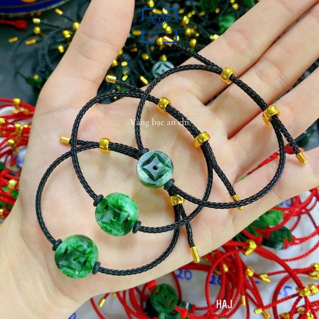 Vòng tay đồng xu chữ vạn đá ngọc sơn thủy Anchi jewelry