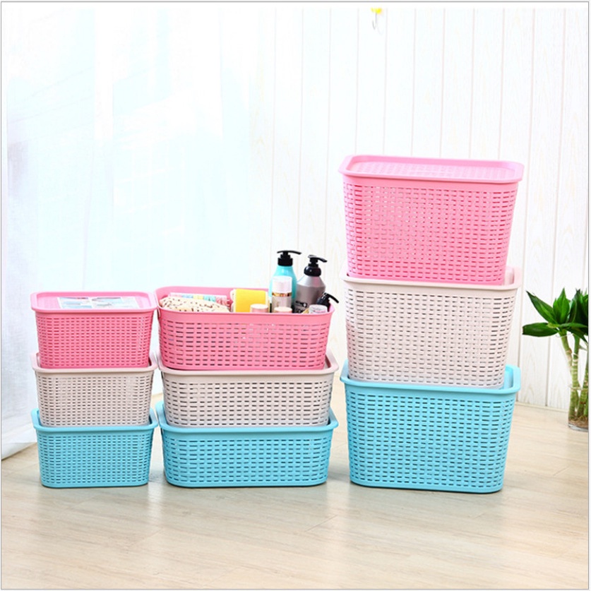 Giỏ nhựa đựng đồ có nắp 3 size Việt Nhật