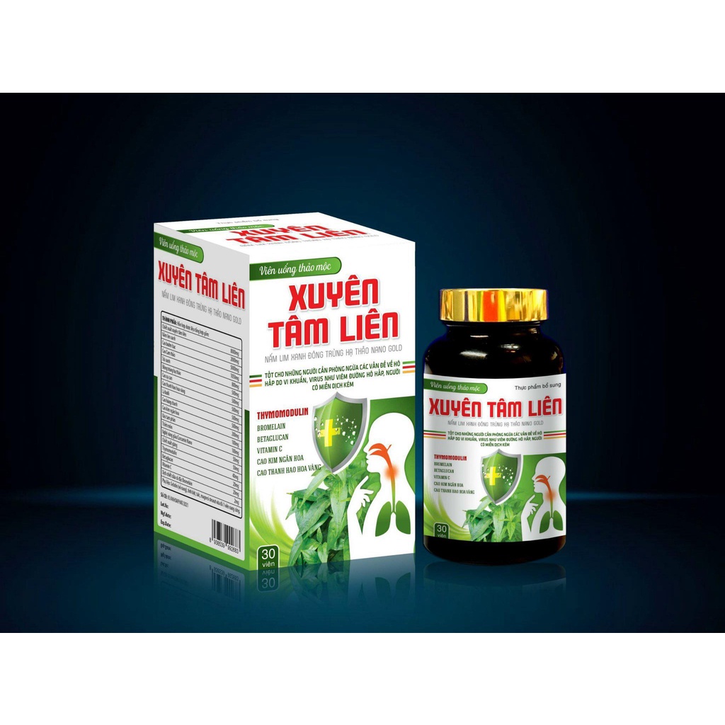 Viên uống thảo mộc Xuyên Tâm Liên - Hỗ trợ phòng ngừa các vấn đề về hô hấp (Hộp 30 viên)