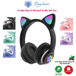 Tai Nghe Tai Mèo Màu Đen Dễ Thương Bluetooth 5.0 Có Mic Led Siêu Nhạy, Bass Cực Ấm  DaryHouse - BH 12 Tháng