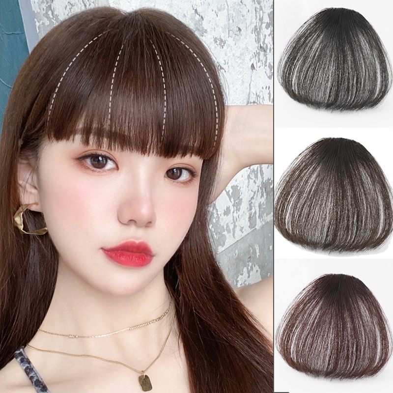 Tóc Mái Giả Không Đường May Màu Trơn Thời Trang Dành Cho Nữ