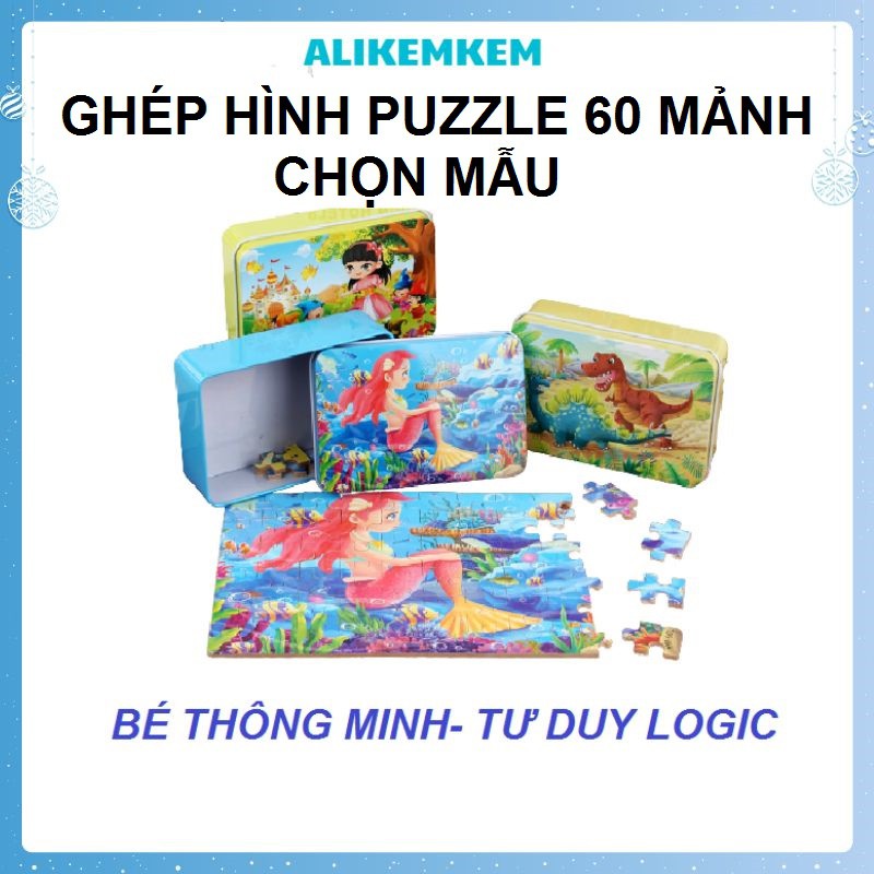 Tranh Ghép Hình 𝐆𝐈𝐀́ 𝐑𝐄̉ 𝐍𝐇𝐀̂́𝐓] Xếp Hình 60 Miếng Bằng Gỗ Cao Cấp