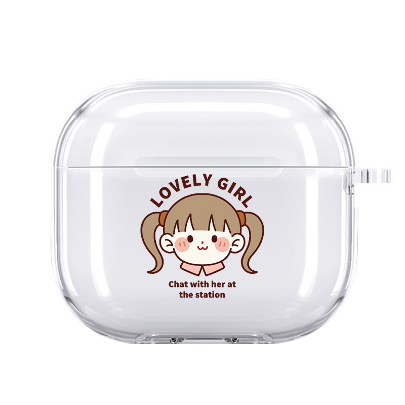 Vỏ Bảo Vệ Hộp Sạc Tai Nghe airpods 1 2 Pro 3rd Generation Pro 1/2 Trong Suốt Chống Sốc Họa Tiết Hoạt Hình Kèm Dây Đeo Kiểu Nhật Hàn