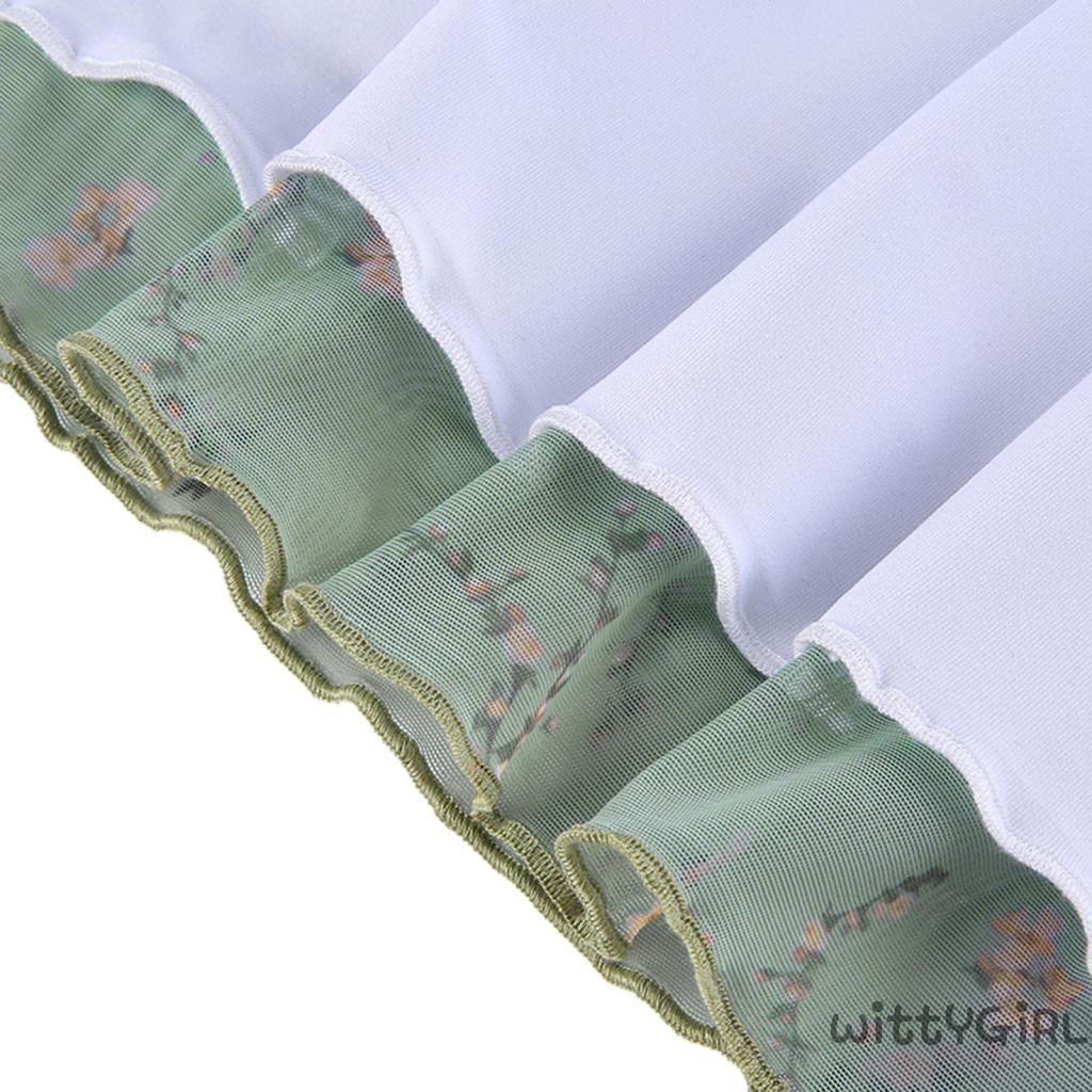 W[]-Women´s Mesh Bodycon Mini Skirt, Vintage Floral Print High Waist Lettuce Trim Short Pencil Skirt