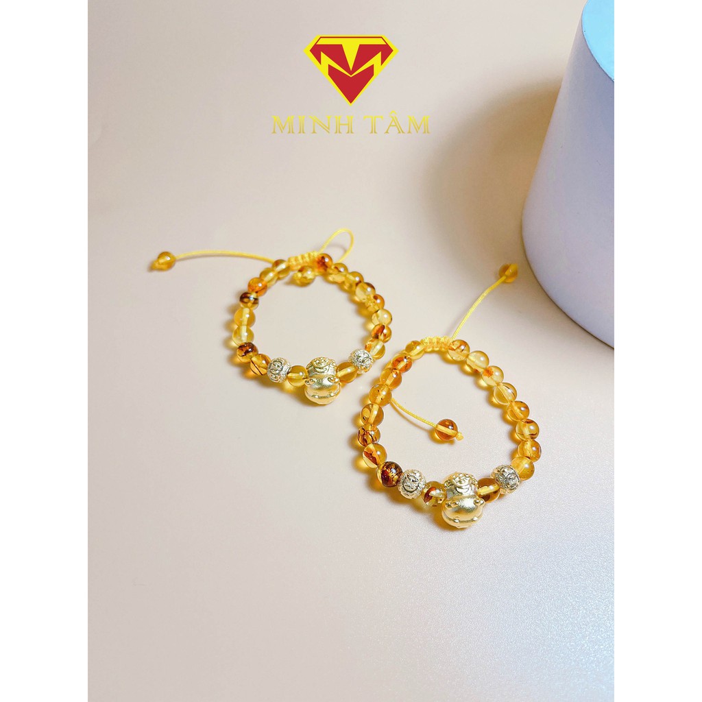 Vòng hổ #phách con giáp trâu bạc mạ vàng mẫu mới Tân Sửu 2021- Minh Tâm Jewelry