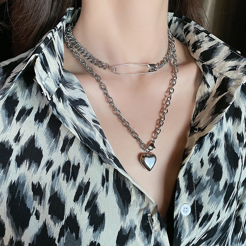 Dây chuyền nhiều lớp mặt hình kẹp giấy / trái tim thời trang cho nữ