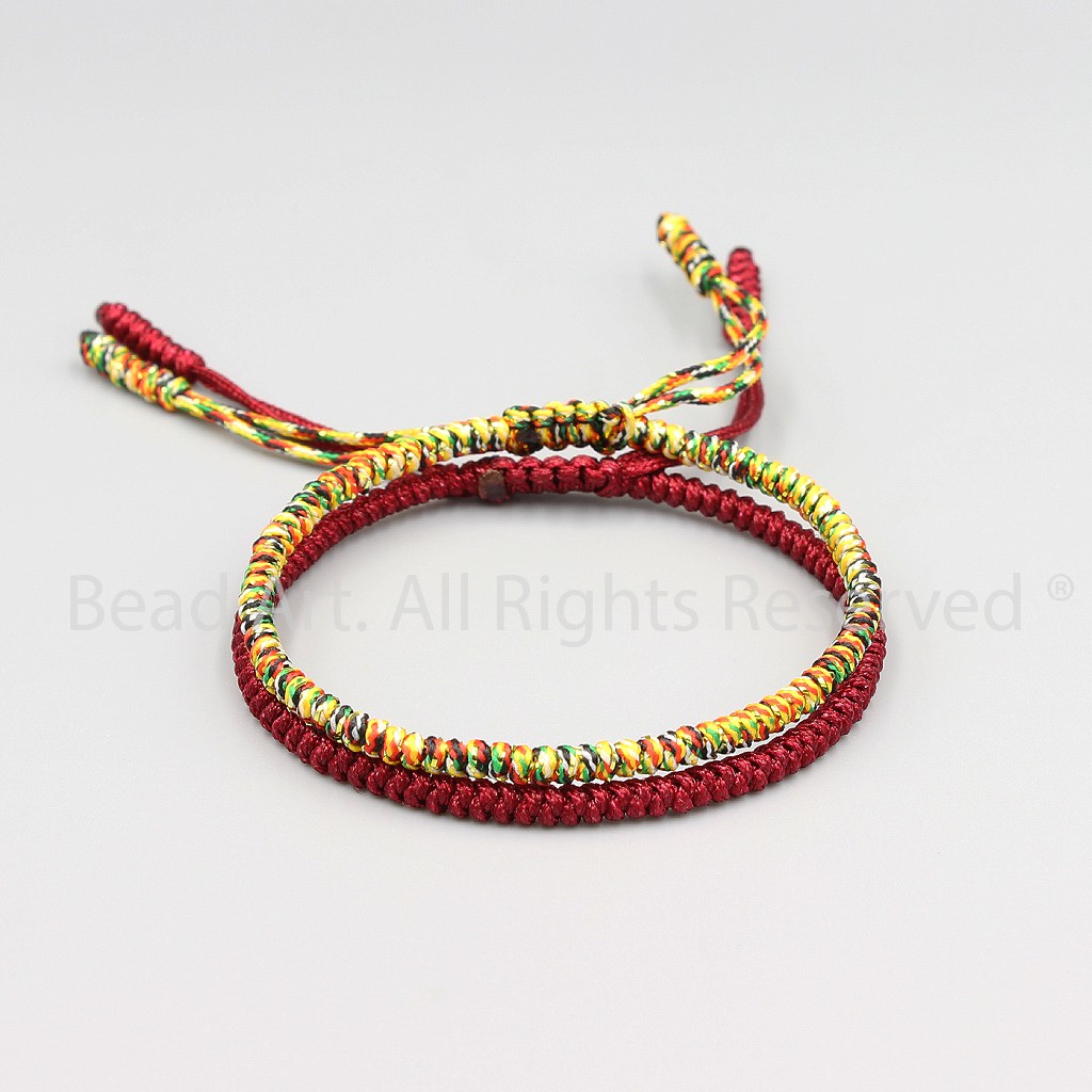 Combo 2 Vòng Tay Dây Ngũ Sắc Đỏ Đô Phong Cách Tibet Handmade, Vòng Tay Phong Thuỷ, Chuỗi Hạt S50 - Bead Art