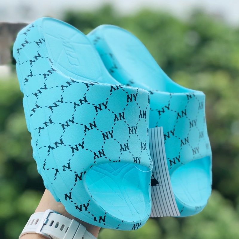 Dép bánh mỳ ❤️FREESHIP + Hộp❤️ dép đúc mlb ny bóng chày quai ngang thể thao nam nữ đủ màu hoạ tiết ny chất xịn,màu xanh