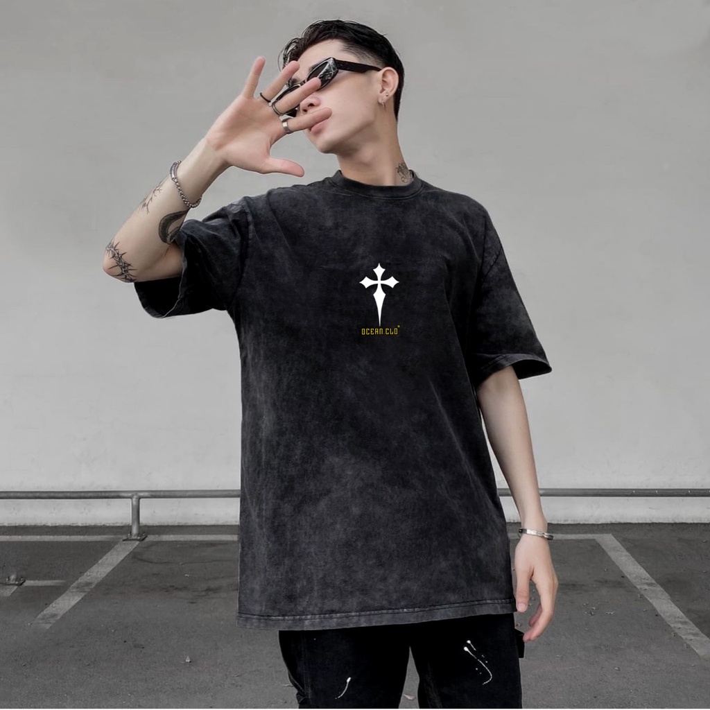 Áo thun CROSS OCEAN unisex tay lỡ Local brand - Áo phông Ullzang tay lỡ nam nữ 2 Màu 100% Cotton - OCEAN.CLO