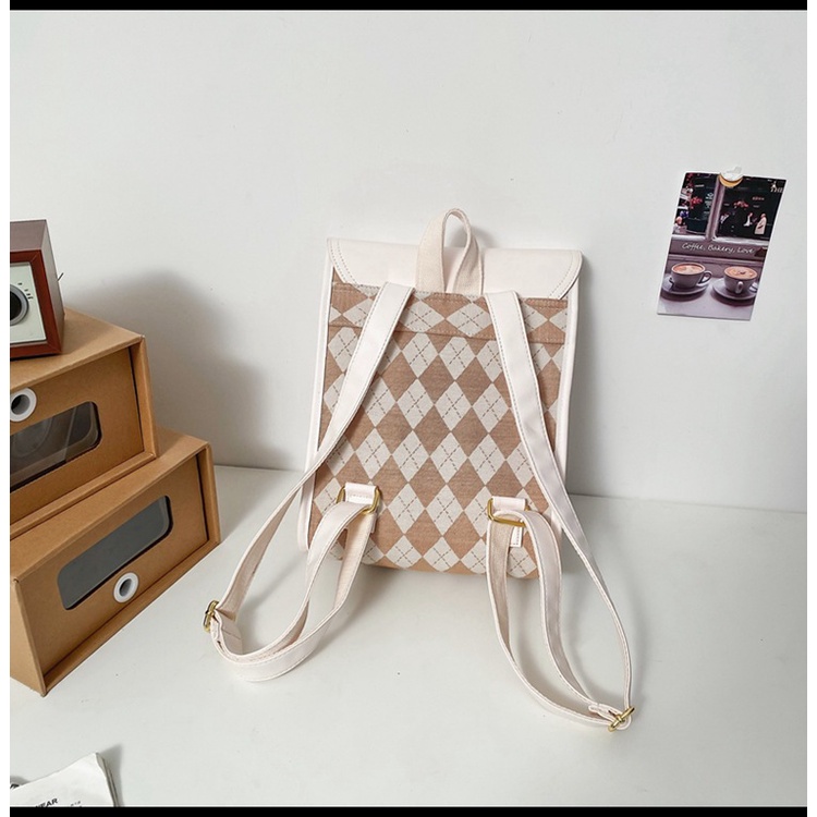 Balo nữ dáng vuông hộp kẻ sọc mini thời trang ulzzang hàn quốc