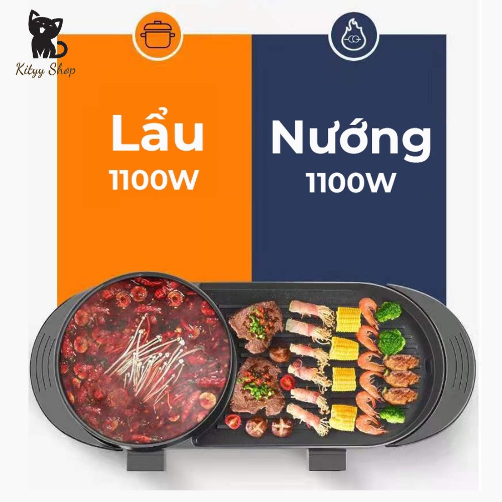 Bếp lẩu nướng đa năng 2in1 công suất lên tới 2200W dùng cho 4 -6 người