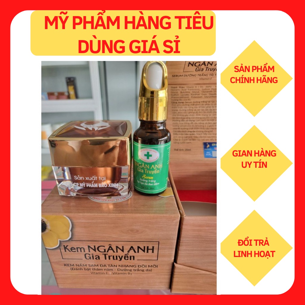KEM Ngân Anh Gia Truyền DƯỠNG TRẮNG DA NGĂN NGỪA NÁM 25g TẶNG SERUM