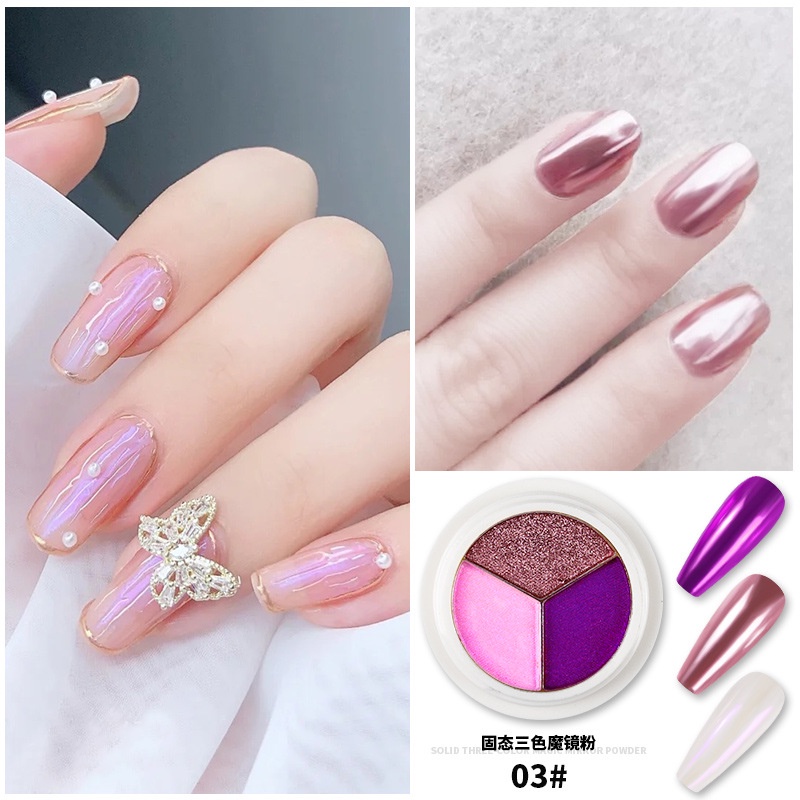 Tráng gương nén 3 màu - tráng gương nail