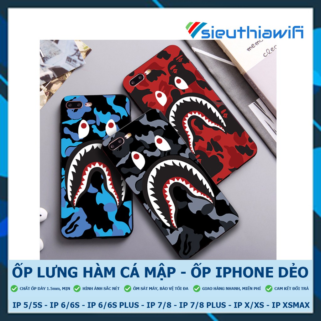 [Freeship đơn từ 50k toàn quốc] ỐP LƯNG HÀM CÁ MẬP - ỐP IPHONE DẺO [ F3-3 ]