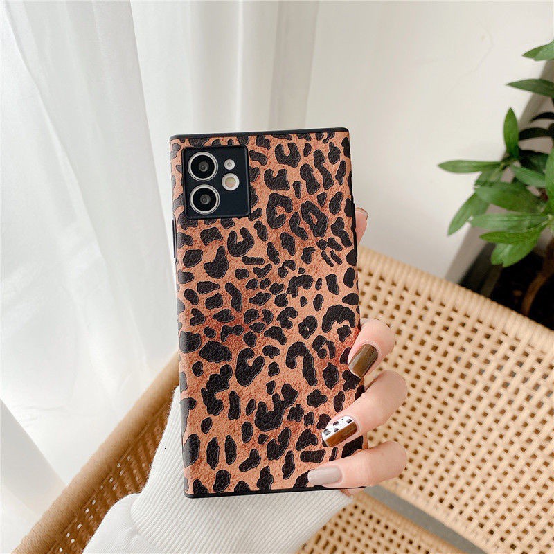 Ốp điện thoại silicone tpu in da báo thích hợp cho iPhone 11 12promax 7 8Plus SE X XS XR XSMAX 11pro max 12promax Mini