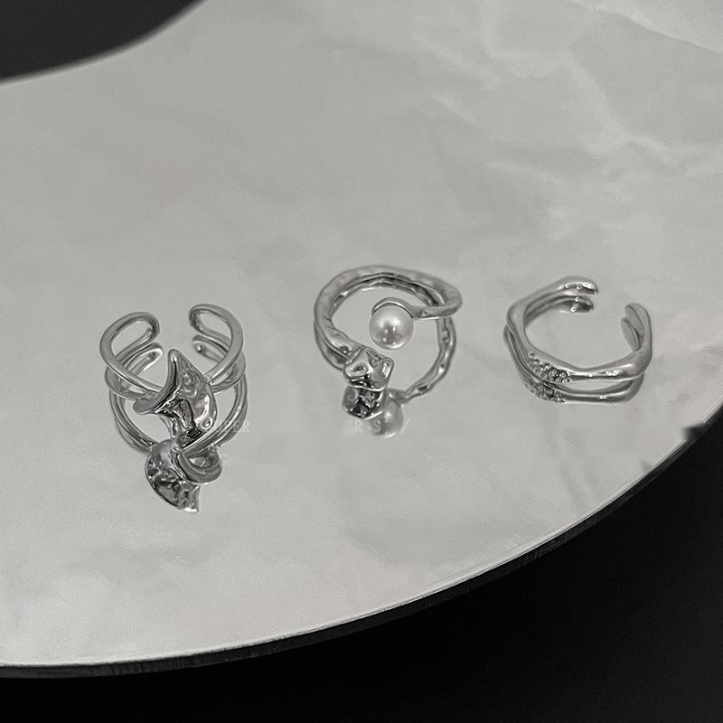 Nhẫn Hở Đính Ngọc Trai Phong Cách Hip Hop Thời Trang Cho Nữ