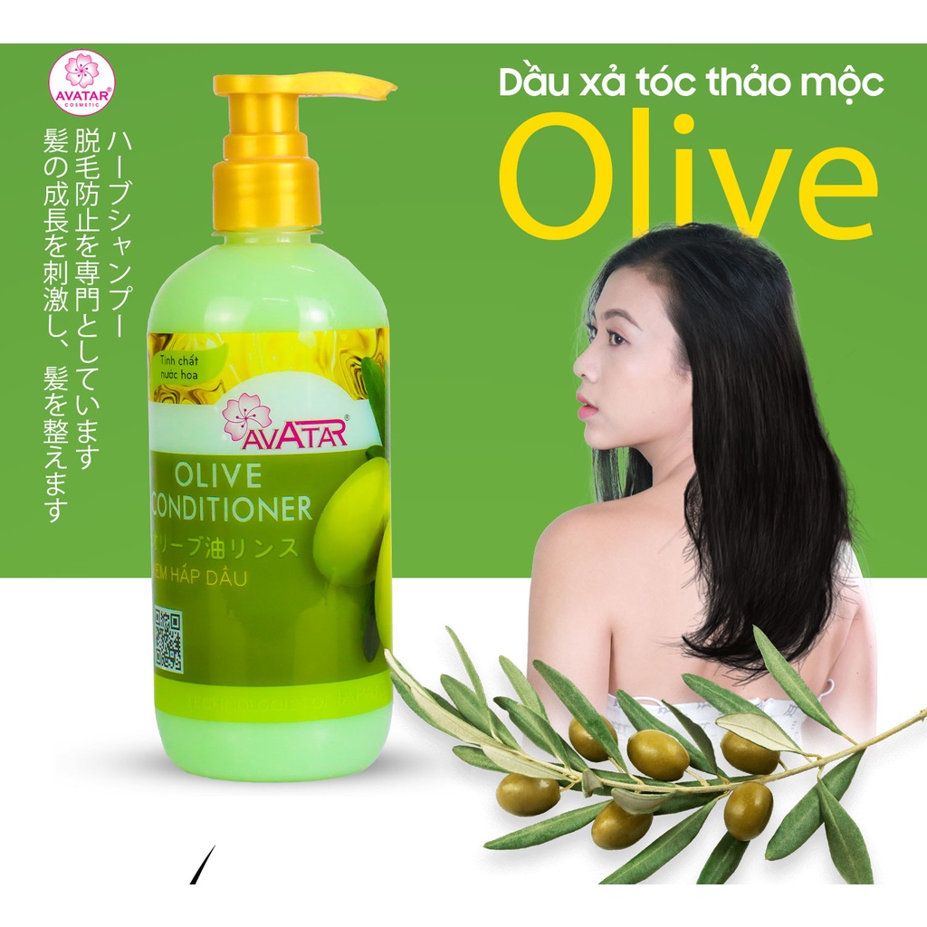 Dầu xả Olive Avatar 500ml Nuôi dưỡng tóc Chắc khỏe Chống gãy rụng Tóc Dài Suôn Mềm mượt