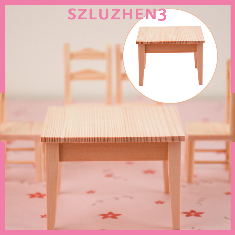 [SmartHome ] 1 12 Scale Dollhouse Miniature Wooden Table Desk Doll House Accessories