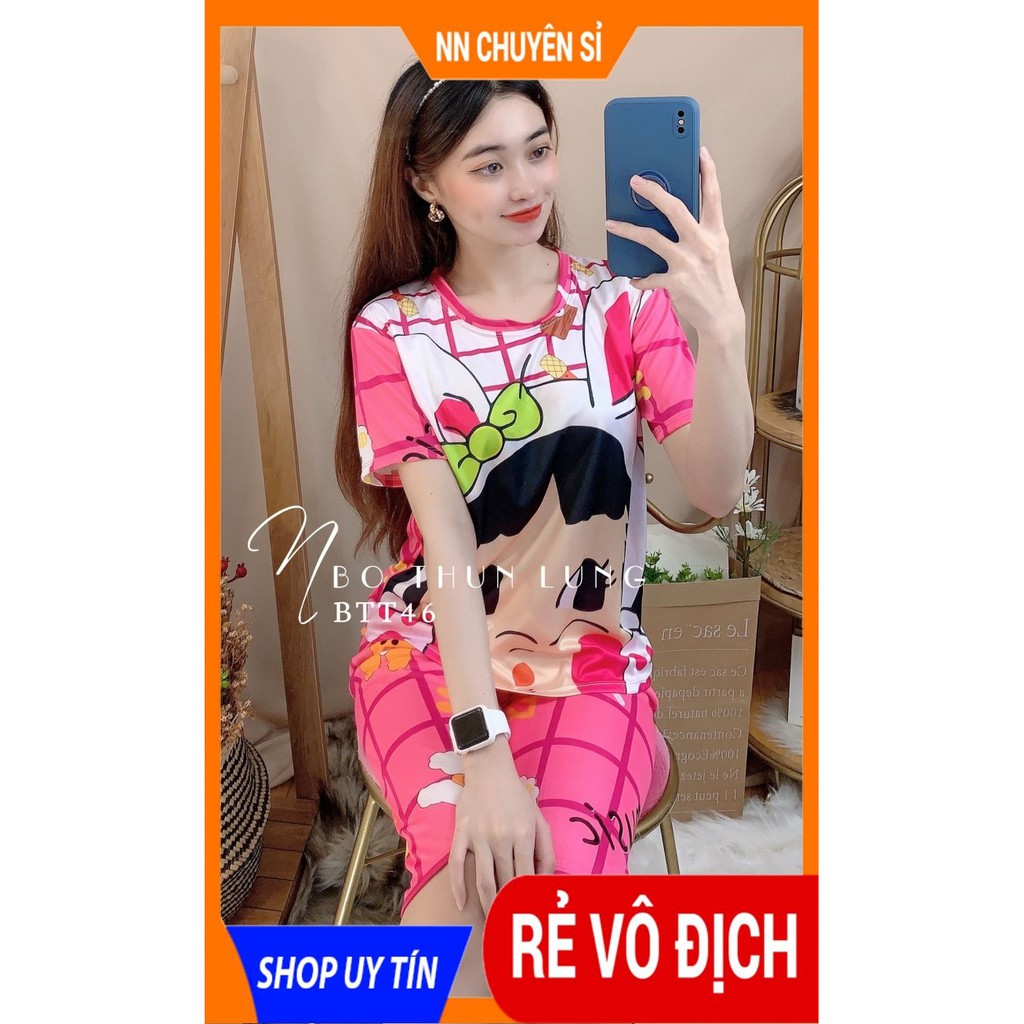 Đồ bộ mặc nhà ⚡ Đồ bộ nữ ⚡ Đồ bộ thun mềm mịn mát in hoạt hình dễ thương BTT45⚡ Ảnh thật