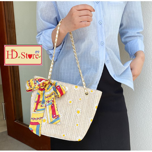 [FREESHIP] TÚI CÓI nữ, túi cói du lịch, đi biển mẫu hot nhất có khăn điệu đà | BigBuy360 - bigbuy360.vn