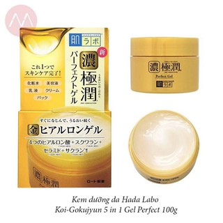 ( Mẫu Mới 2018 ) Kem dưỡng da Hada Labo Koi-Gokujyun 5 in 1 Moisturizing Perfect Gel 100g , Kem HadaLabo Nhật Bản