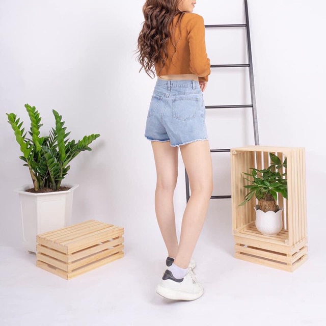 Quần short jeans trơn chất bò xịn lên dáng xinh