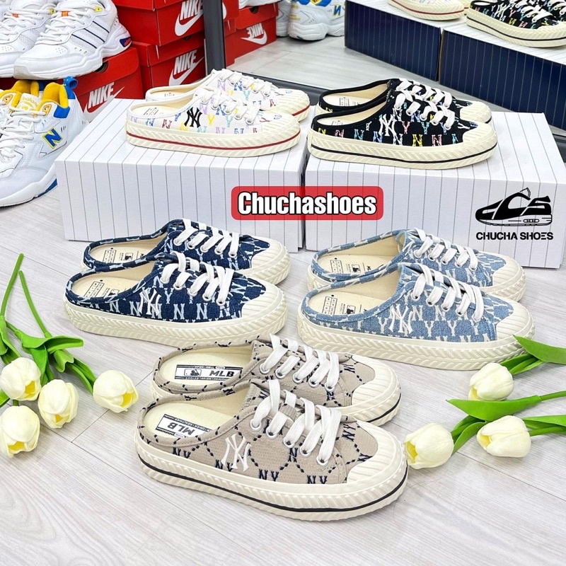 *Chính Hãng* Giày Đạp Gót Sneaker MLB Playball Origin Mule Monogram