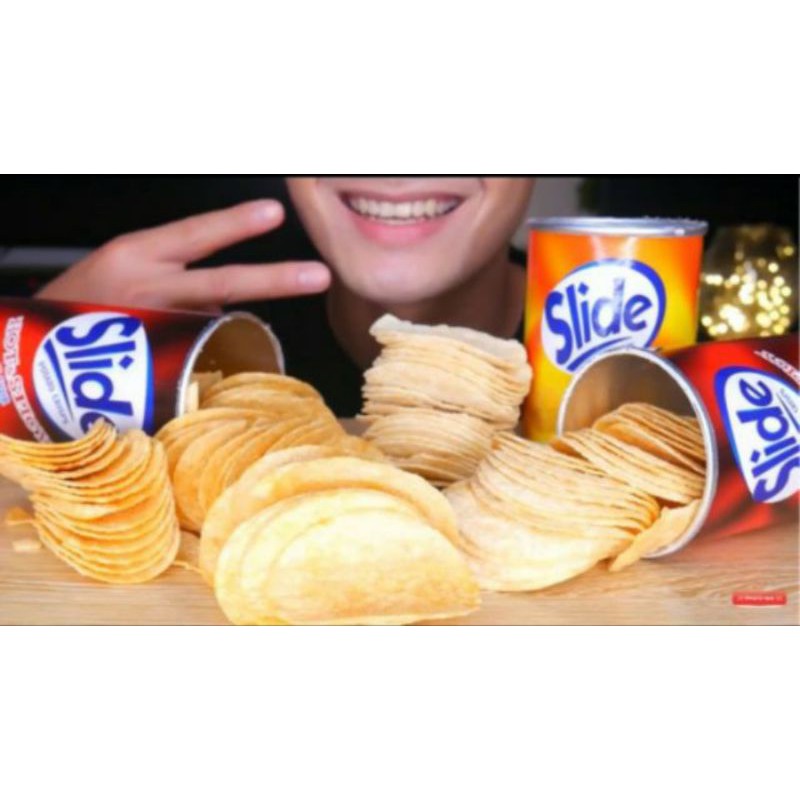 Bánh snack khoai tây Slide lon 100g. có đủ 5 vị.