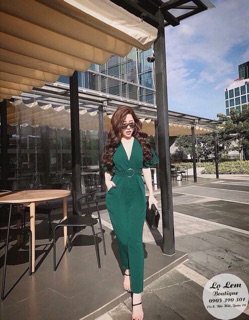 Jumsuit cổ V cột eo cực xinh