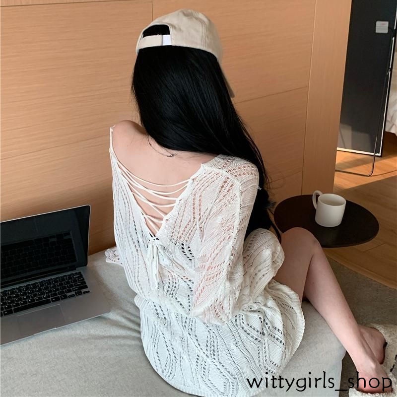 Wittygirls-áo Sơ Mi Chống Nắng Dệt Kim Mỏng Màu Trơn Mùa Hè Cho Nữ