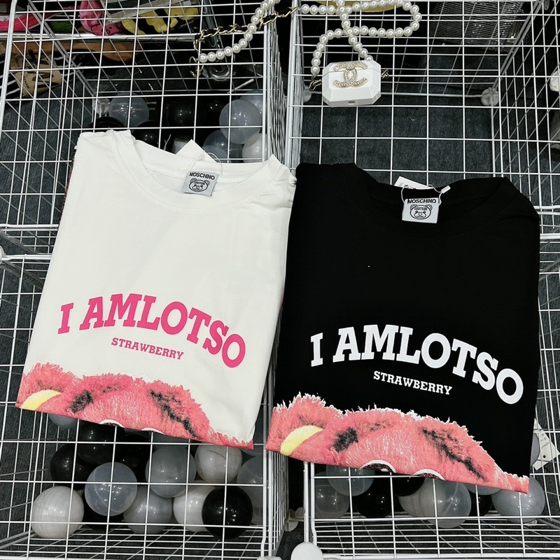 Set áo cotton gấu lotso xinh xắn quần suông hồng hình thật W4