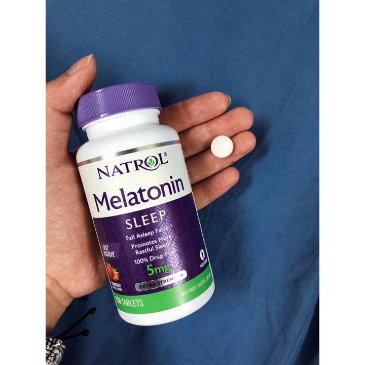 KẸO NGỦ VỊ DÂU NATROL MELATONIN SLEEP - Hàng Nhập USA Chính Hãng