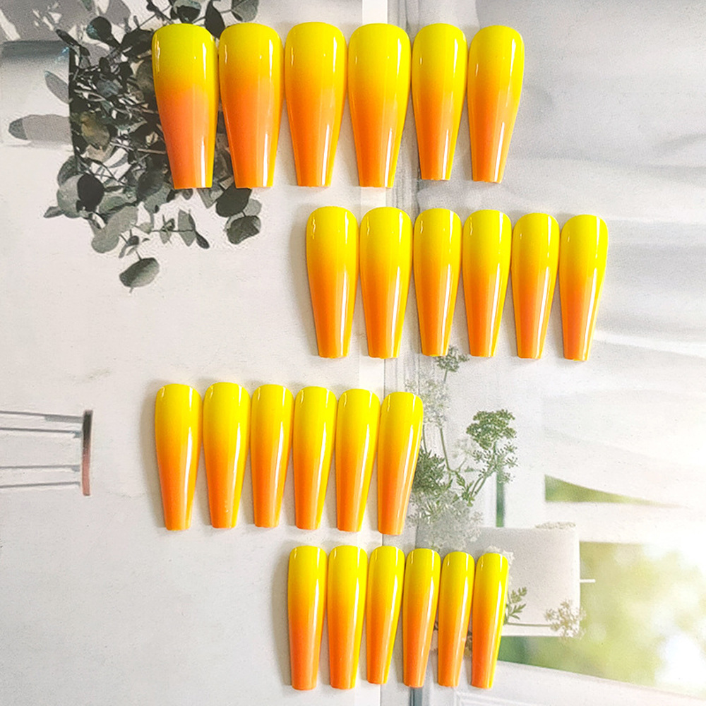 Set 24 Móng Tay Giả Màu Gradient Có Thể Tháo Rời Dùng Trang Trí Móng Tay