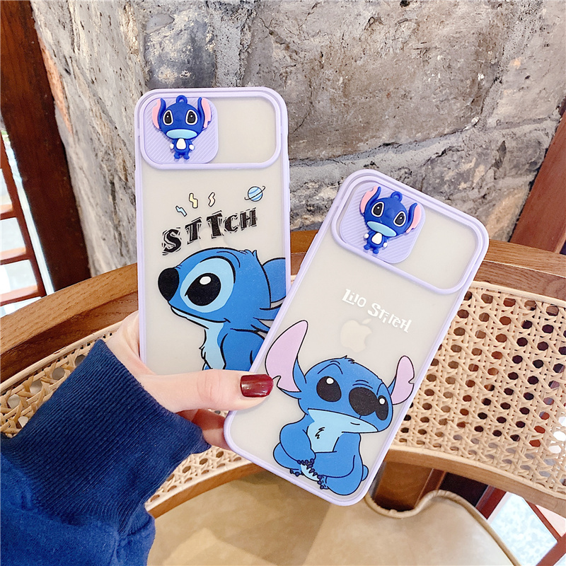 Ốp có nắp trượt bảo vệ camera hình stitch cho iphone 11 pro 11promax iphone 7 8 plus iphone x xr xsmax iphone12 12promax