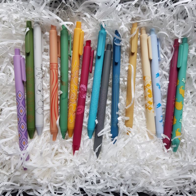 Bút gel KACO lẻ cao cấp mực màu ngòi 0.5mm, thân bút có họa tiết nền văn hóa (Hàng chính hãng)