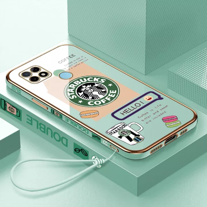 Ốp điện thoại QIANZI in logo Starbucks cho Realme 5 PRO Realme C55 C21 C2 A1K 9PRO + 9 4G C21Y C25Y