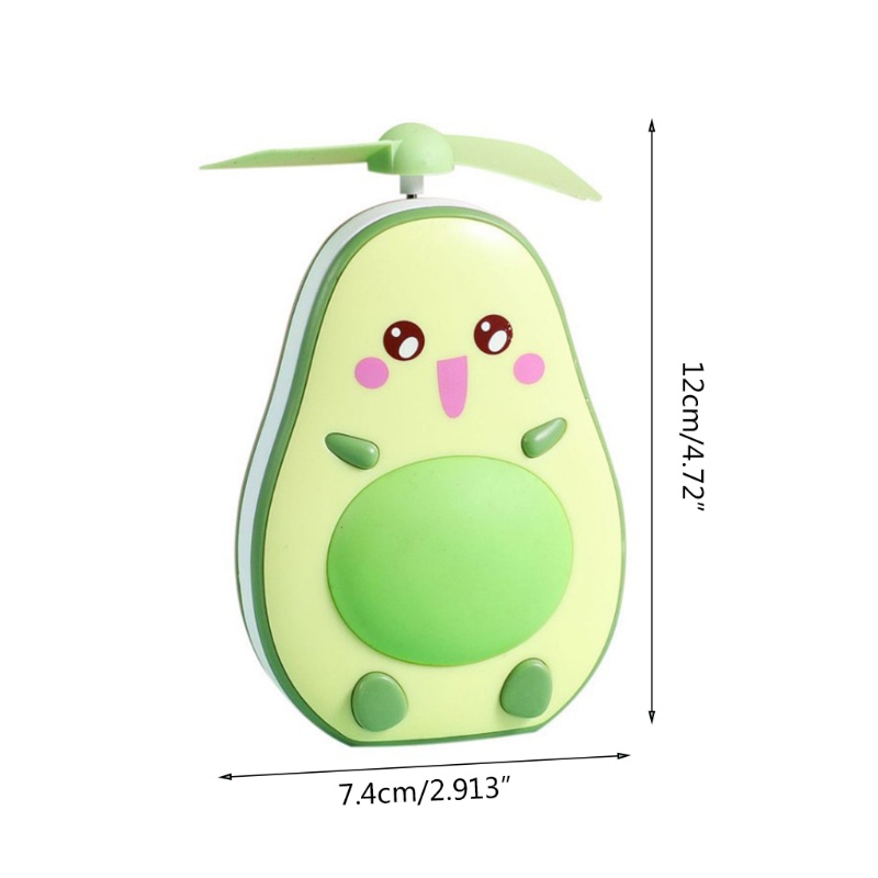 Quạt cầm tay mini hình quả bơ tích hợp gương và đèn sạc USB tiện dụng