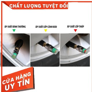 Van cảnh báo áp suất lốp ô tô - xe máy bộ 4 van báo áp suất lốp lõi đồng