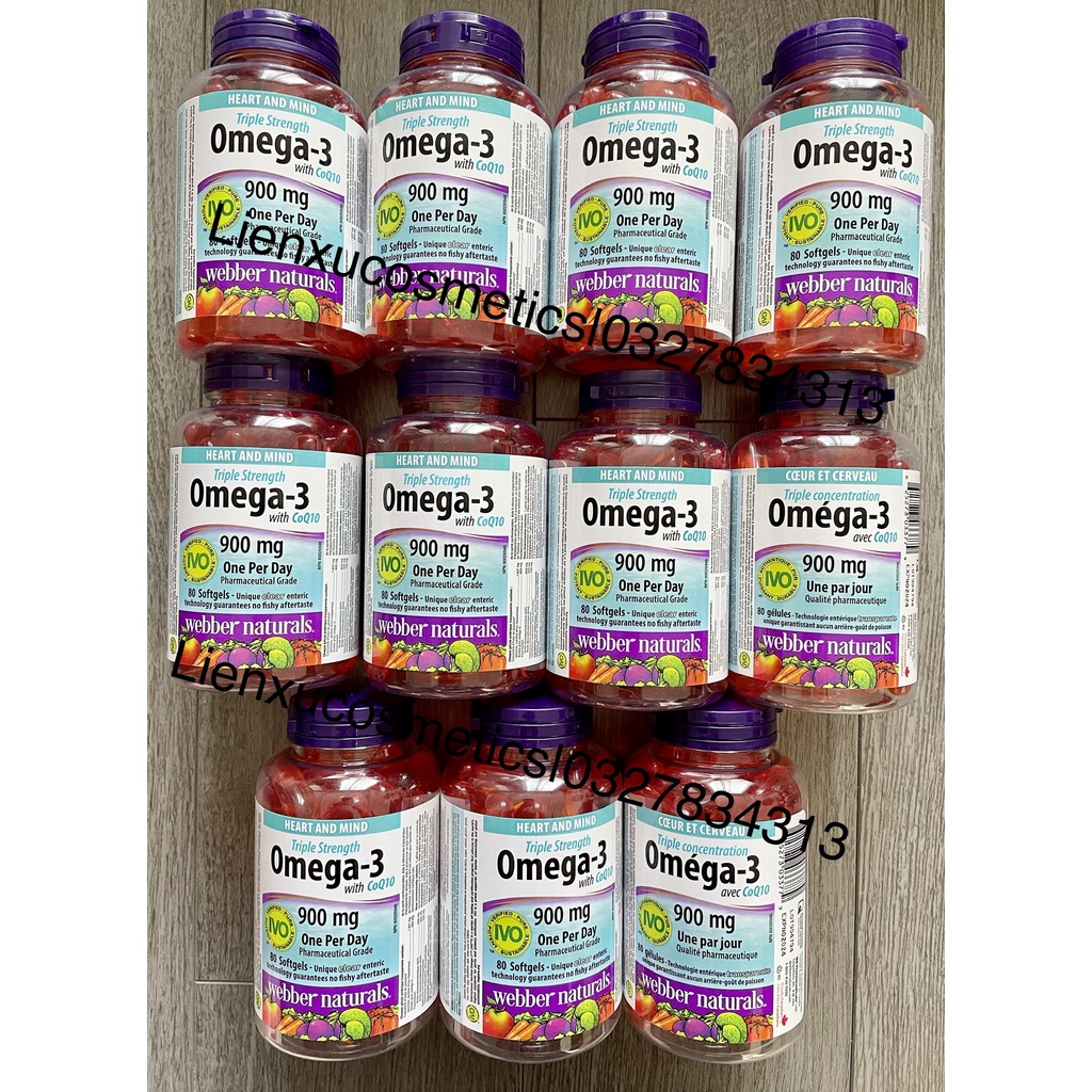 Viên dầu cá Webber Natural omega 3 900mg& CoQ10 80 viên; HSD 2027