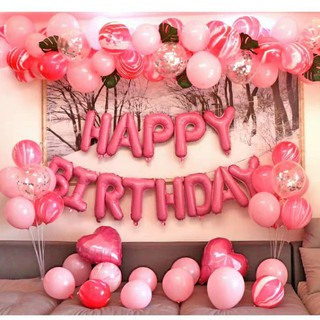 Trang trí sinh nhật ❤️Bống Balloon shop❤️ Set bóng bay trang trí sinh nhật MÀU HỒNG s80🎈RẺ ĐẸP  - Bống Balloon Shop