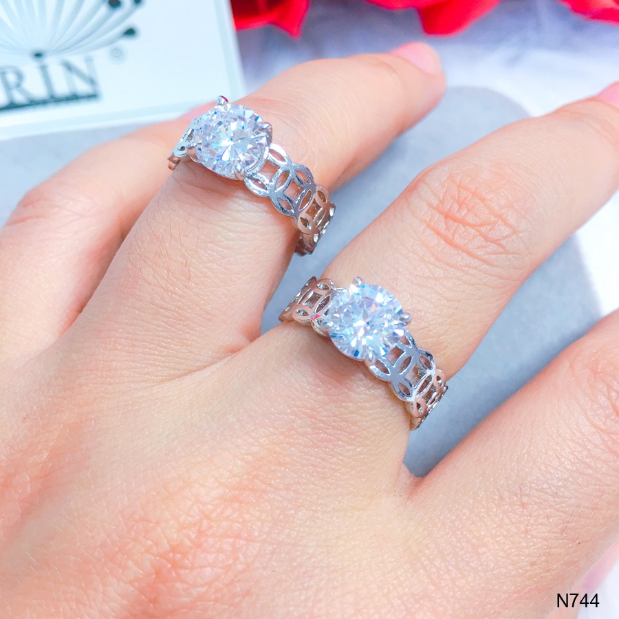 Nhẫn bạc kim tiền đính đá thời trang cao cấp Orin N744